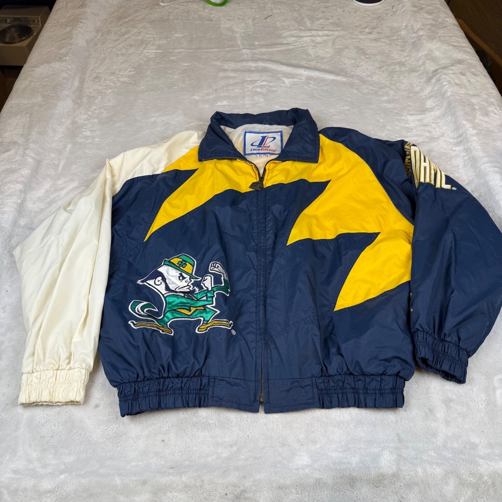 Vintage Logo Athletic Notre Dame Fighting Irish Windbreaker Jacket Shark‎ Tooth